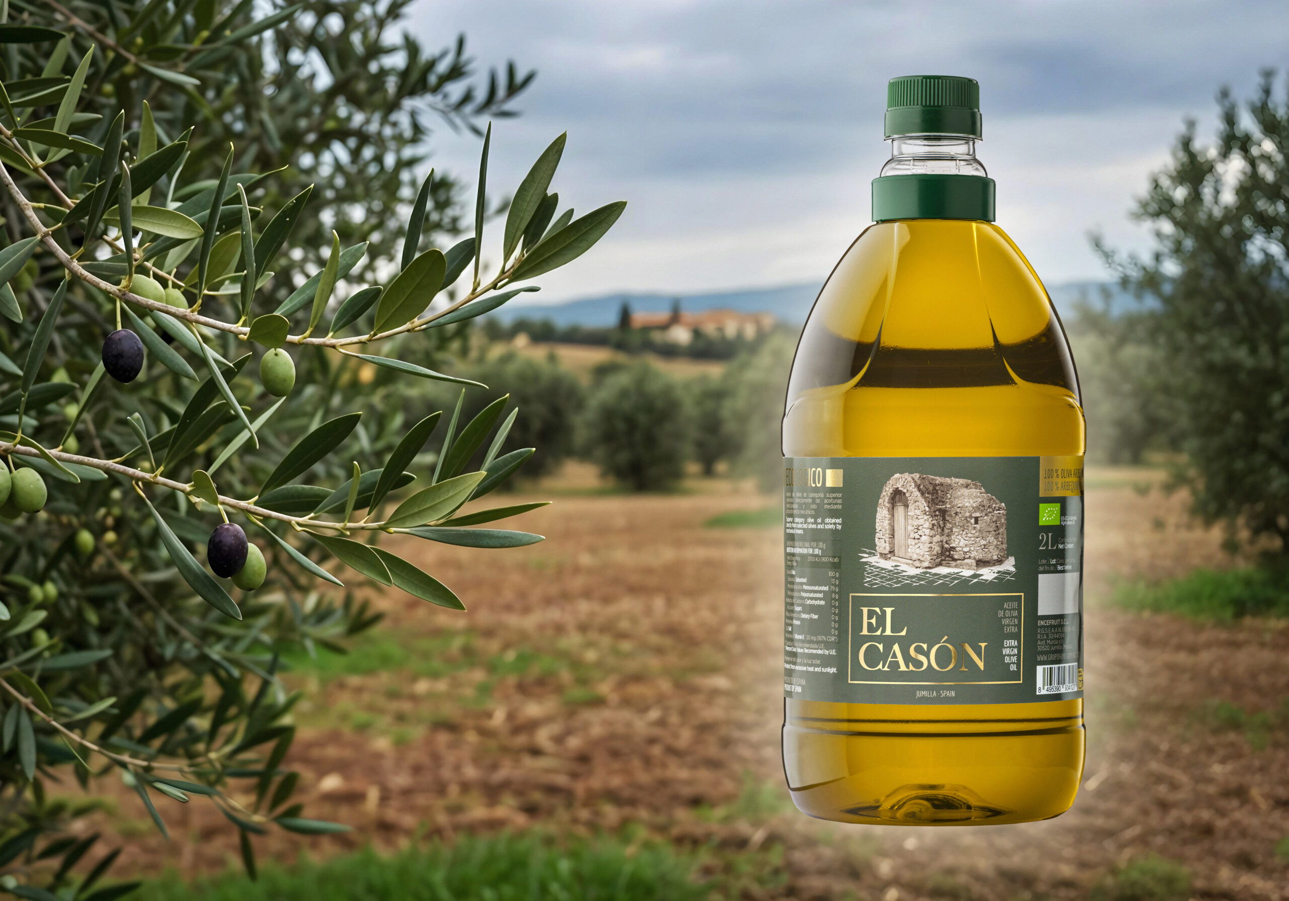 Caja 8 Garrafas 2L Aceite de Oliva Virgen Extra Arbequina Ecológico El Casón