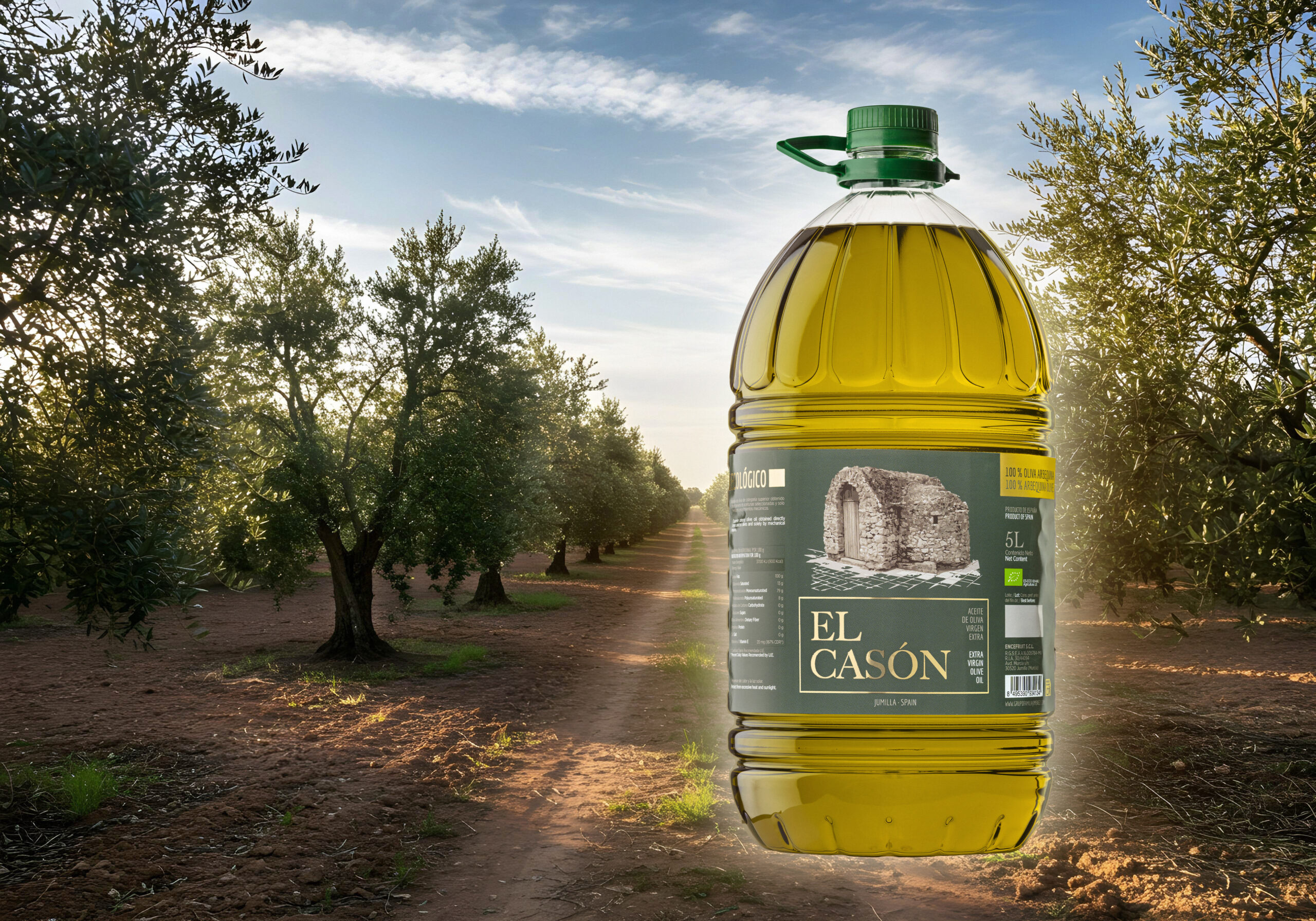 Caja 3 Garrafas 5L Aceite de Oliva Virgen Extra Ecológico Arbequina El Casón