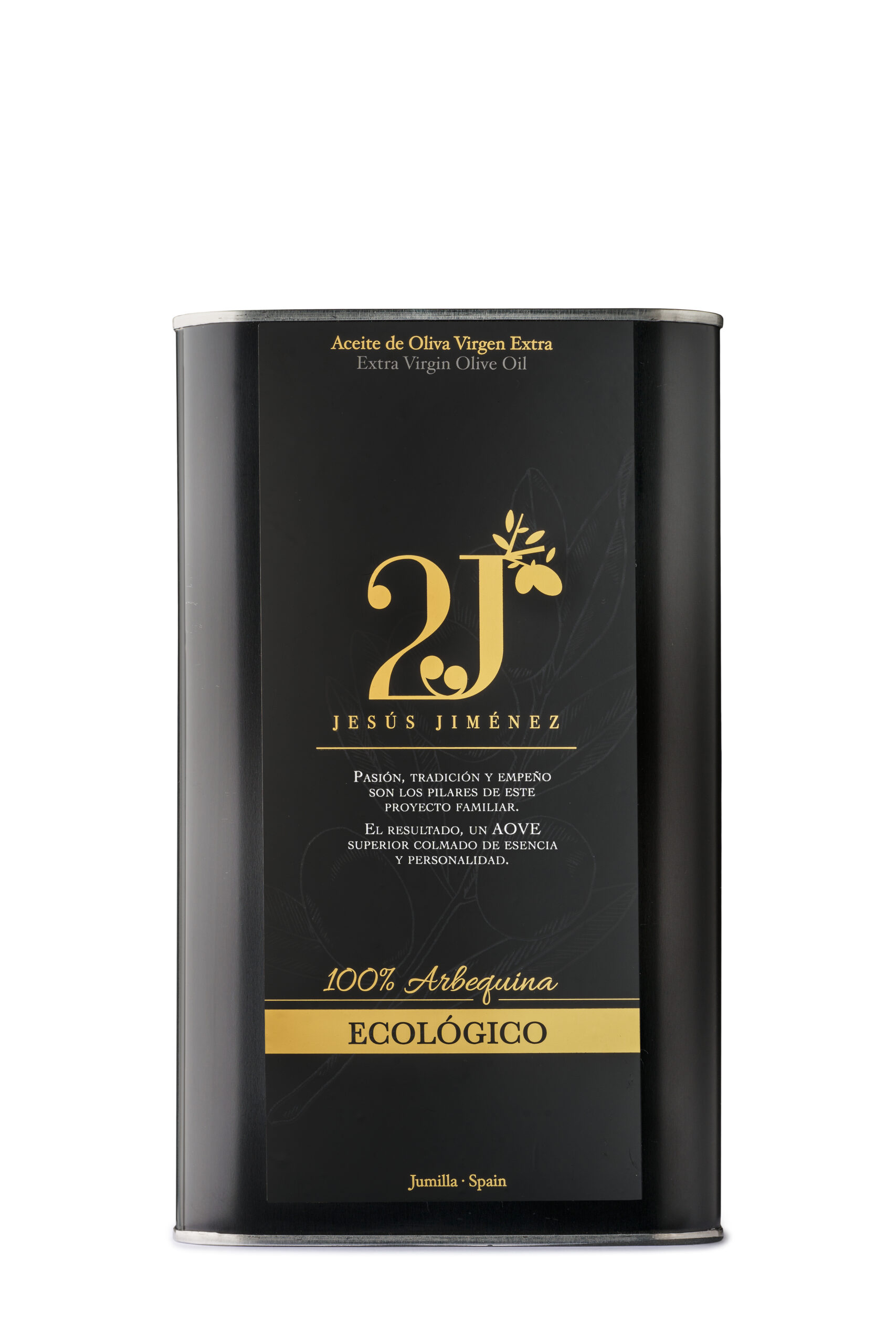 Pack de 3 latas de latón Aceite de Oliva Virgen Extra Ecológico Arbequina 2J - 3L - Imagen 2